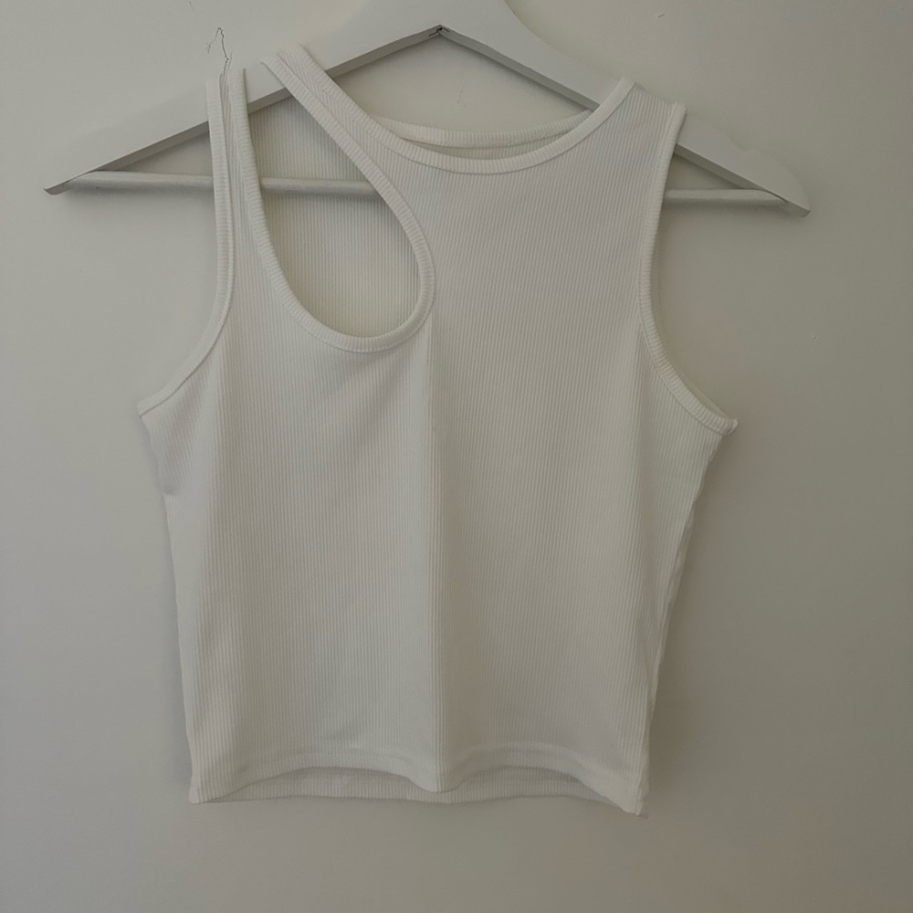 White Ribbed Tank Top